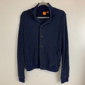 BOSS Hugo Boss navy cotton button cardigan sweater